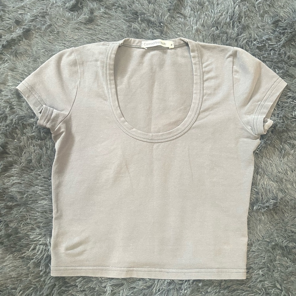 Brandy Melville Light Gray Scoop Neck Tee